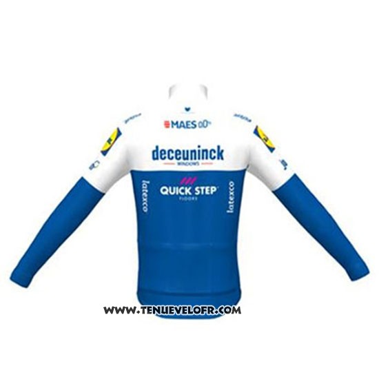 2020 Maillot Ciclismo Deceuninck Quick Step Blanc Bleu Manches Longues et Cuissard